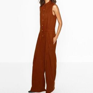 Zara Brown Button Up Jumpsuit